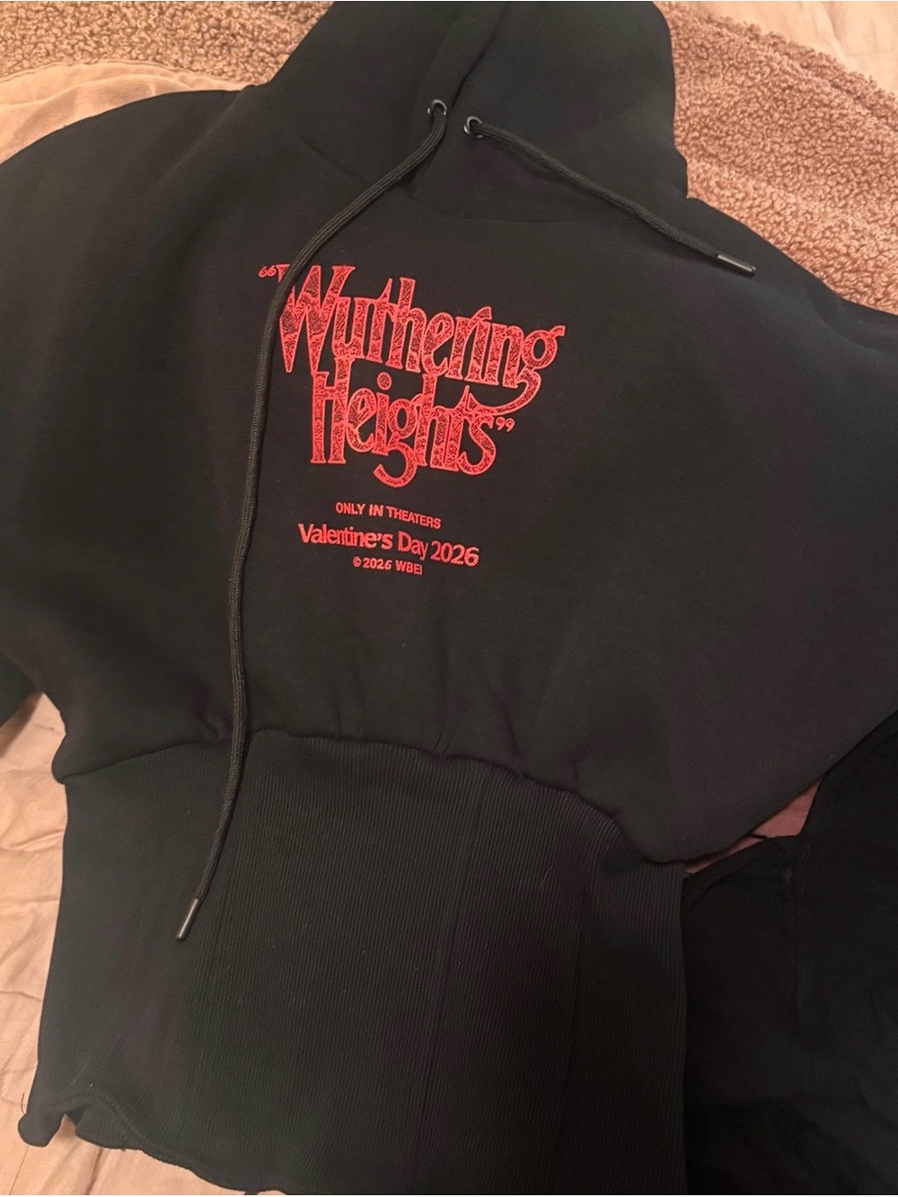 Wuthering Heights Black  Hoodie with Red Graphic corset style on back